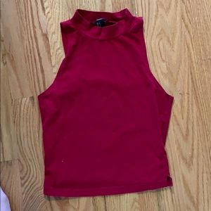 Red high neck crop top
